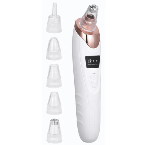 Blackhead Removal Machine Derma Suction 5 In 1 Black Head Remover Machine Acne Pimple Pore Cleaner Vacuum Tool Rechargeable Machine Oil Remover Multi-Functional Skin Care Tools Facial Beauty Device Whitehead Remover Deep face dust Cleaner