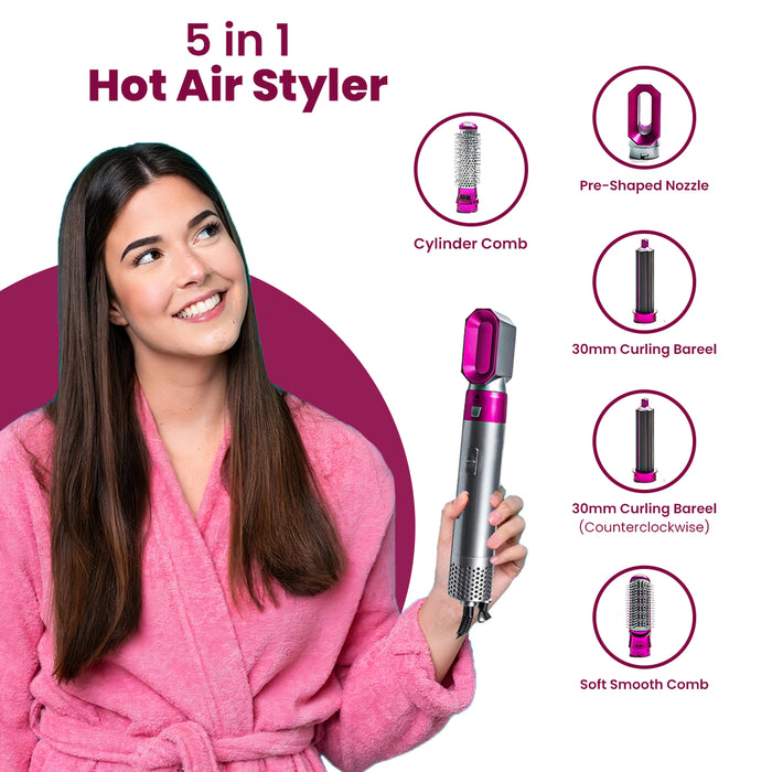 5-in-1 Hair Styling Tool for Women – Straightener, Curler, Dryer, Volumizer & Scalp Massager