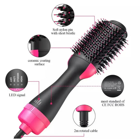 One Step 3 in 1 Hair Dryer & Styler | Hair Dryer Brush | Hot Air Brush | Hair Volumizer | Blow Dryer Brush | Hair Straightener & Curler | Electric Hair Brush | Styling Tool for Women | Multifunctional Blow Dryer Styler Comb