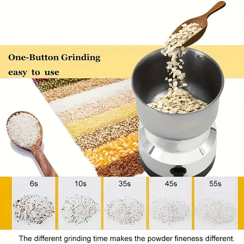 Stainless Steel Electric Spice & Coffee Grinder – Multi-Functional Grain Mill, Herb Crusher & Powder Maker | Compact, Durable, Sleek Design for Home & Professional Kitchens