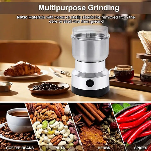 Stainless Steel Electric Spice & Coffee Grinder – Multi-Functional Grain Mill, Herb Crusher & Powder Maker | Compact, Durable, Sleek Design for Home & Professional Kitchens