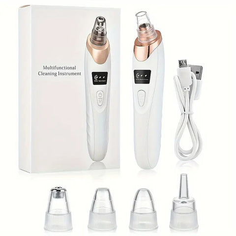 Blackhead Removal Machine Derma Suction 5 In 1 Black Head Remover Machine Acne Pimple Pore Cleaner Vacuum Tool Rechargeable Machine Oil Remover Multi-Functional Skin Care Tools Facial Beauty Device Whitehead Remover Deep face dust Cleaner