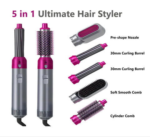 5-in-1 Hair Styling Tool for Women – Straightener, Curler, Dryer, Volumizer & Scalp Massager