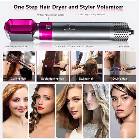 5-in-1 Hair Styling Tool for Women – Straightener, Curler, Dryer, Volumizer & Scalp Massager