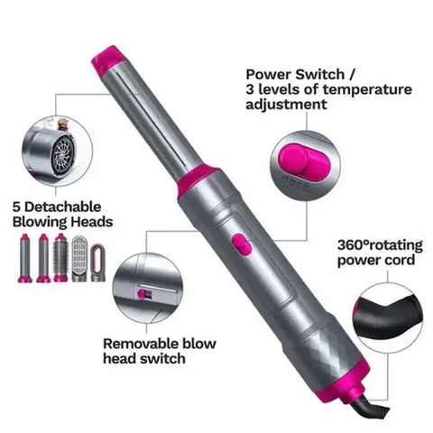 5-in-1 Hair Styling Tool for Women – Straightener, Curler, Dryer, Volumizer & Scalp Massager